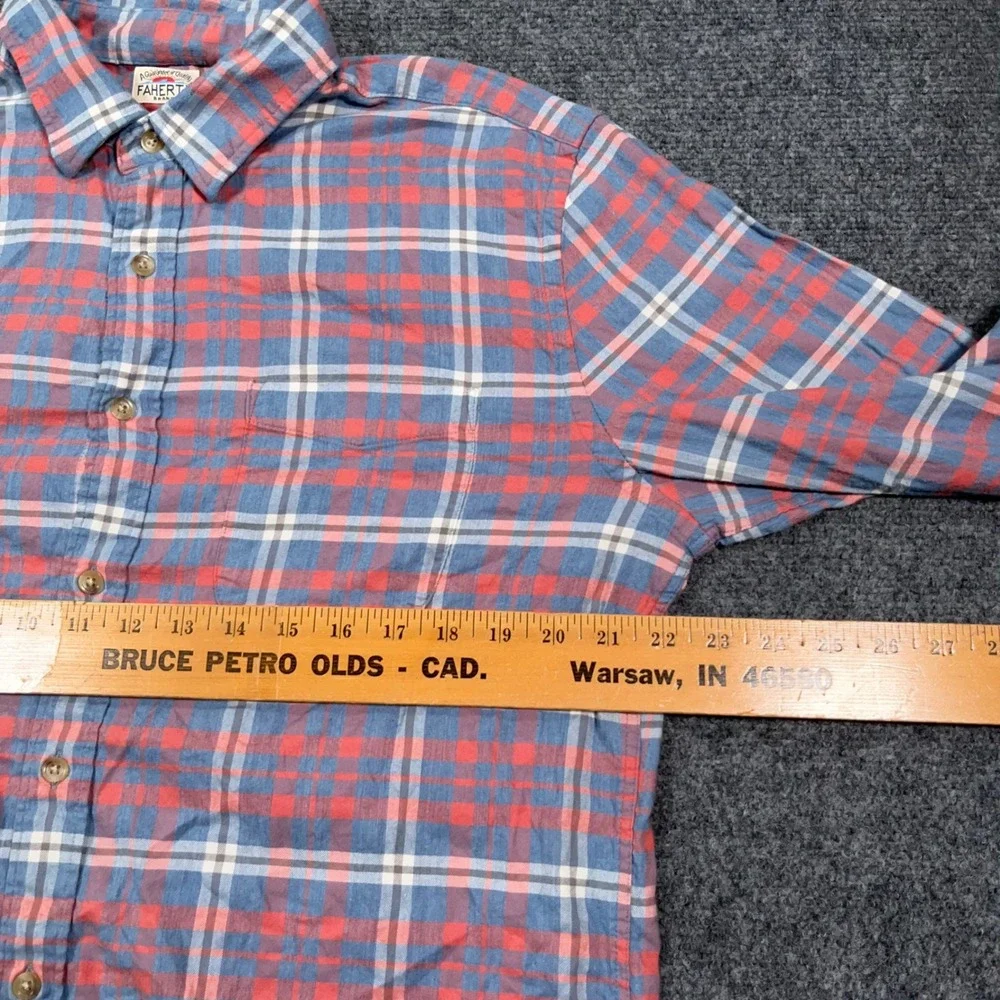Faherty Movement Shirt Button Down Mens Large Plaid Performance Stretch Blue Red